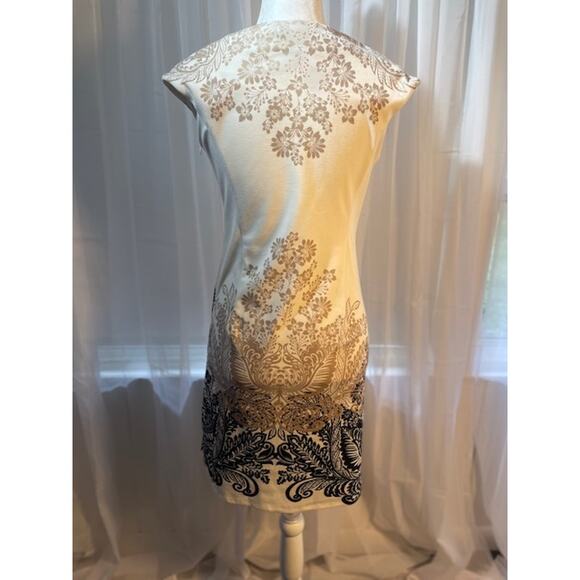 Suite 7 Size 6 Sleeveless Sheath Dress Cream w/ Brown &‎ Black pattern - Picture 3 of 6